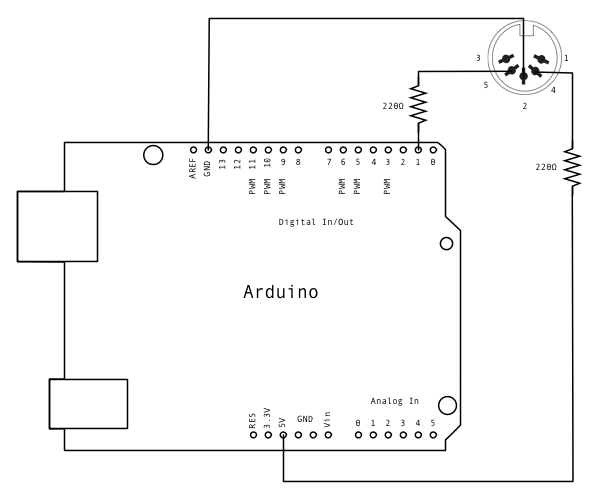 MIDI output schematic diagram